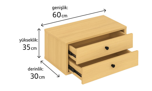 Çift Çekmeceli Modül 60x30x35cm - Rafmod Modüler Raflar ile Değişen İhtiyaçlara Uygun Çözümlerraf